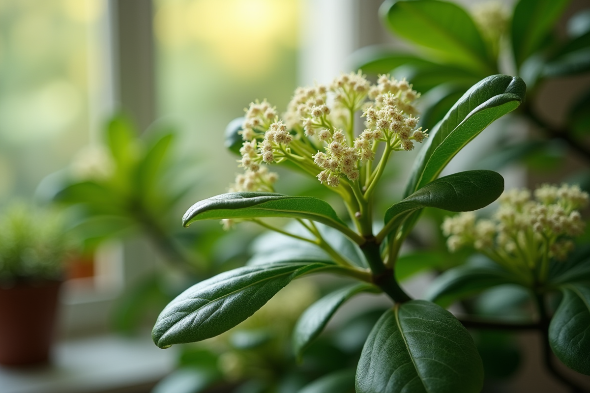 Arbre de jade en pleine floraison près d
