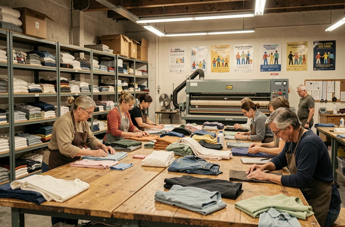 Atelier solidaire de repassage et entretien textile de l'ESAT Ateliers de Germenoy près de Melun