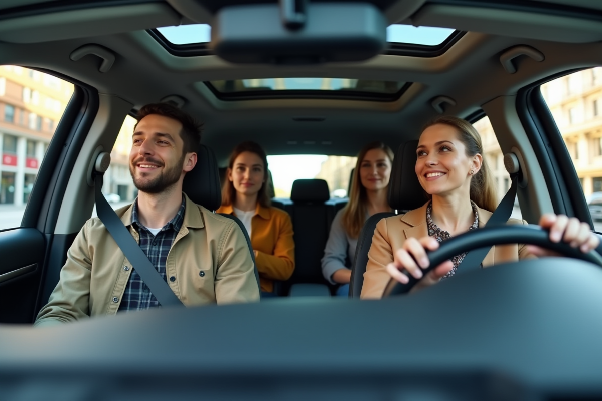 Groupe diversifié dans une voiture autonome moderne