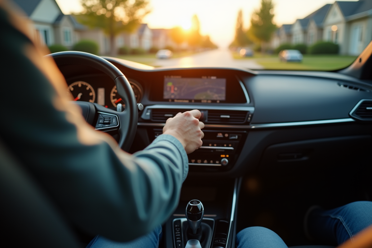 Main changeant de vitesse dans une voiture automatique