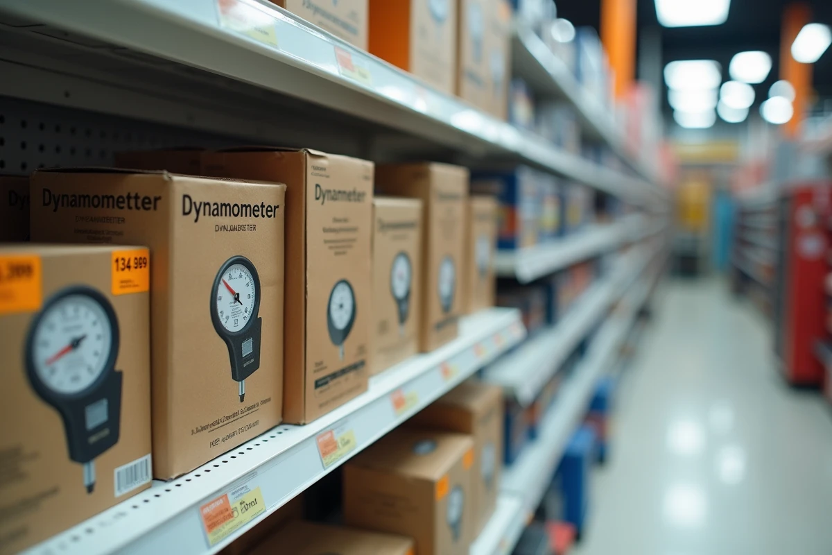 Rayon de magasin avec plusieurs modèles de dynamomètres à différents prix en vente